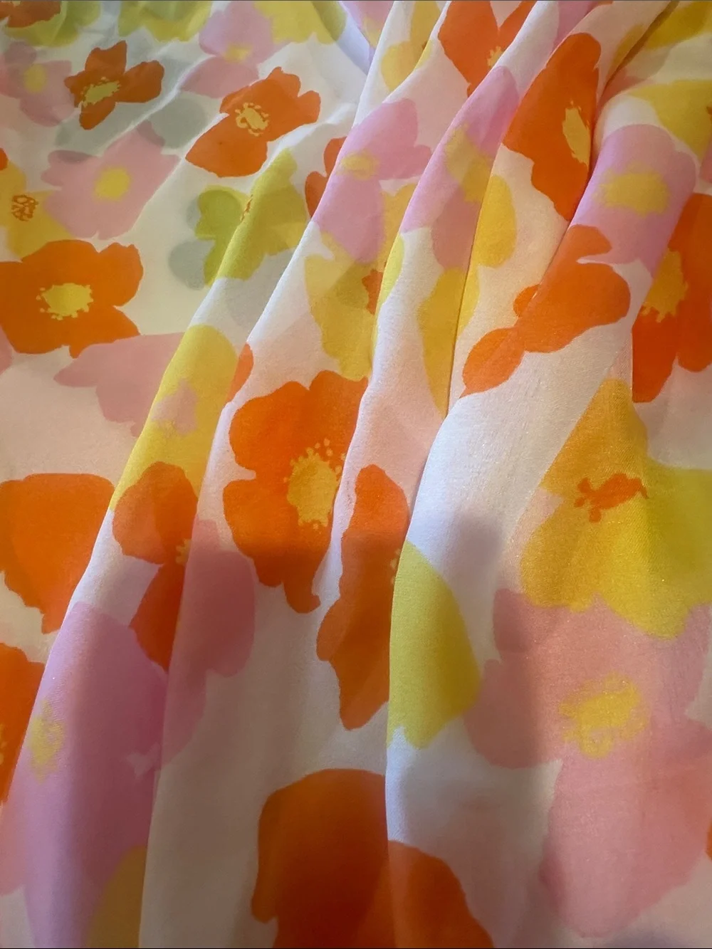 Floral Pink and Orange Scarf-Style Bedding Accent